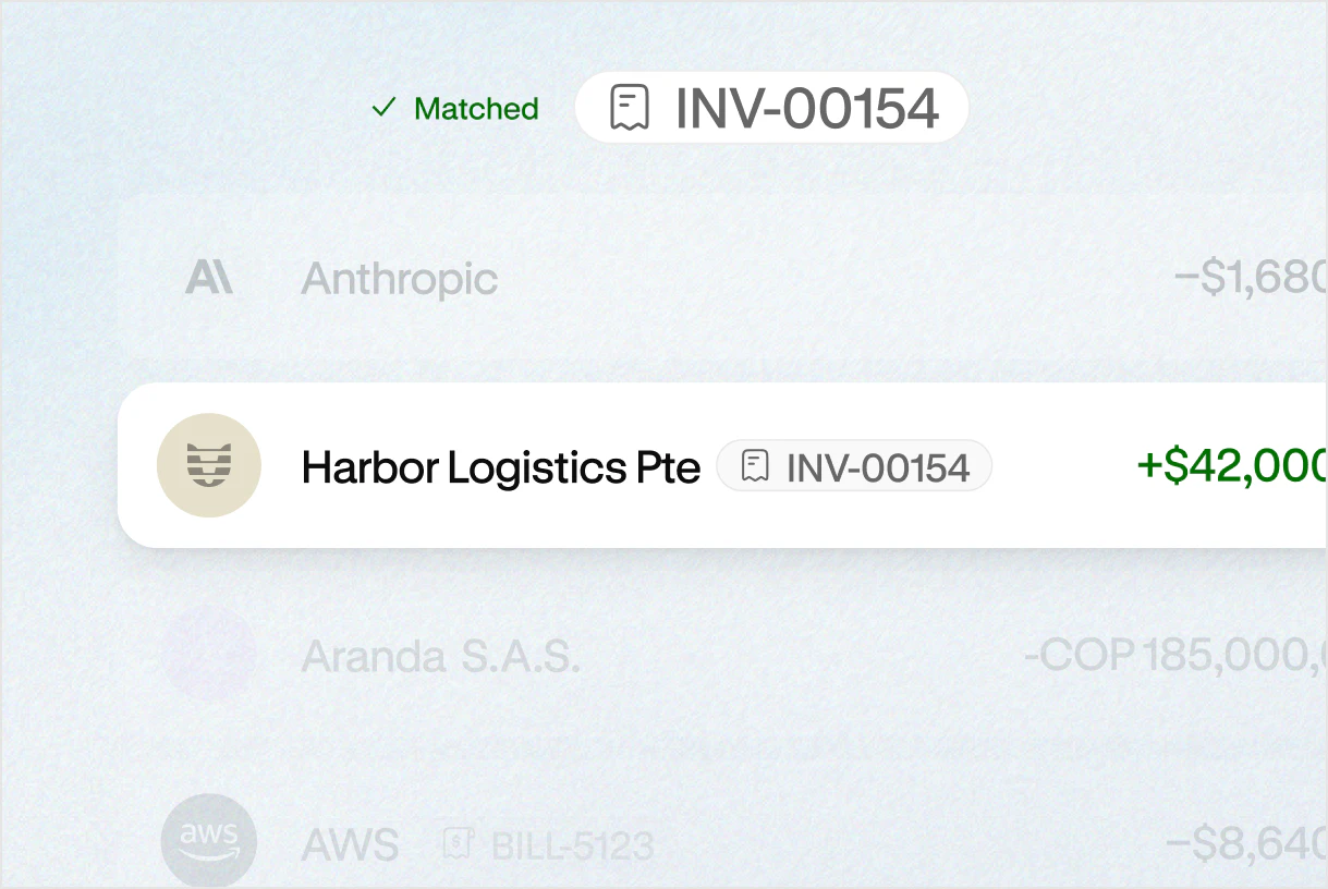 Incoming payment in Altitude matched to its invoice